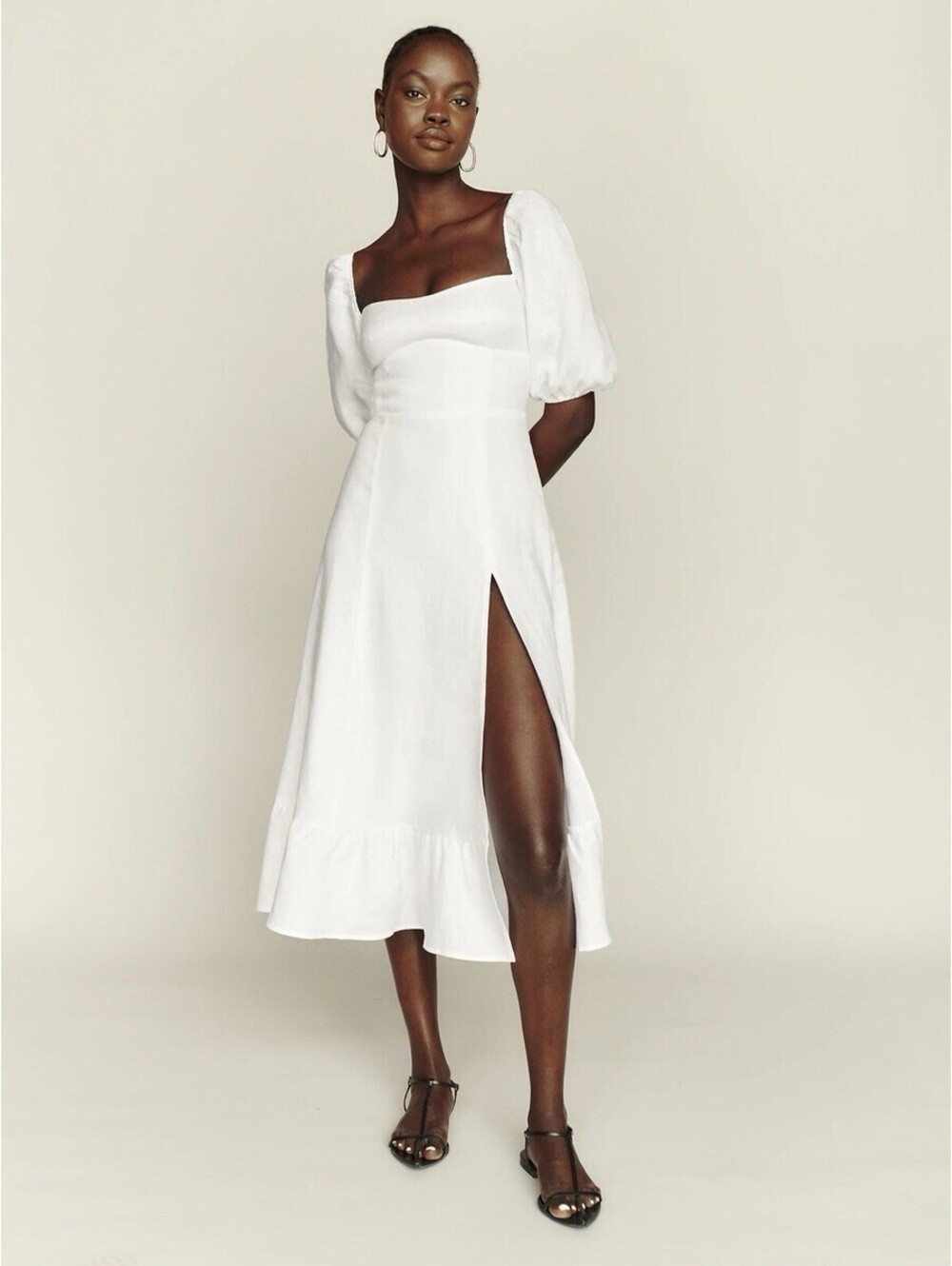 Reformation Belgium Linen Midi Dress - White - Picture 2 of 8